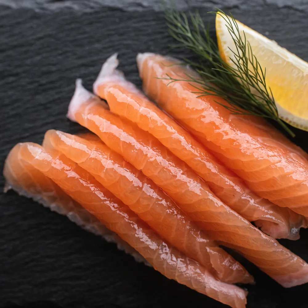 Sliced smoked salmon